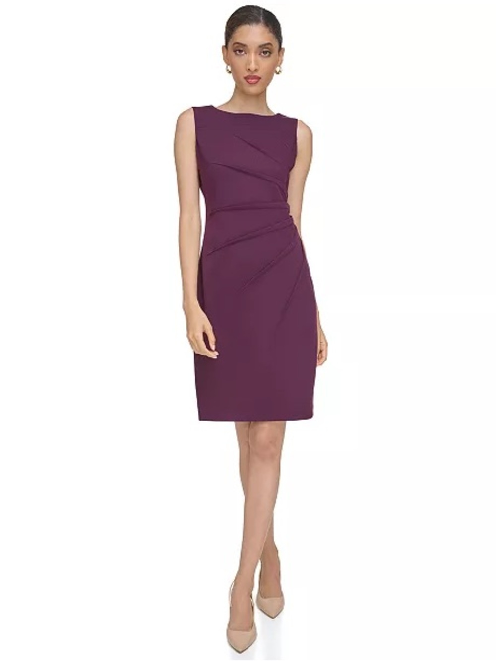 Calvin Klein plum starburst scuba sheath sleeveless dress NWT 10 career office